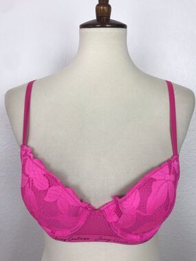 Juicy Couture Bra Floral Leaf Lace Logo Lingerie Romantic Coquette Dollette